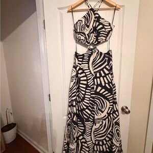 Elegant Strapless Black and White Dress